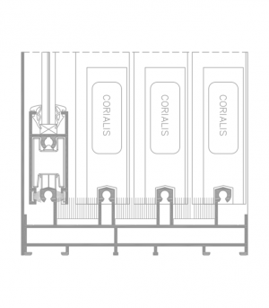 Sección transversal del marco de puerta tiple ECOSLIDE