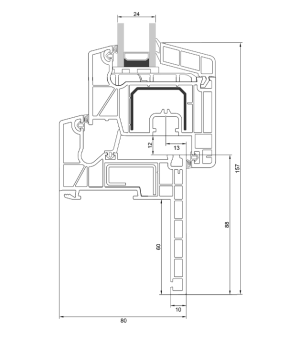 przekrój Termo Evolution 80 Renowacja rama + skrzydło 68012, 58021 24 mm