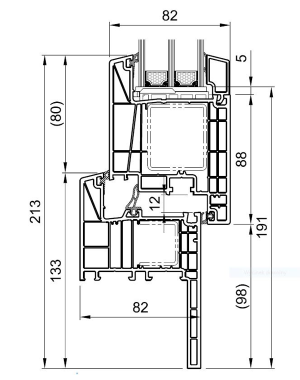 Cross-section Bluevolution 82 Classic MD HO9100, HO8530 broad sash 60 mm