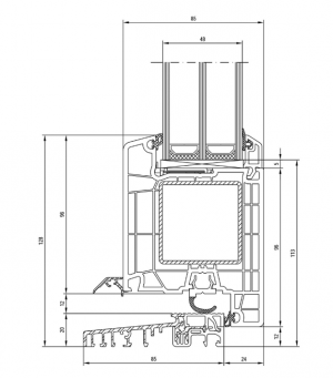 Cross-section of door Aluplast Ideal 7000 170X33, 269060