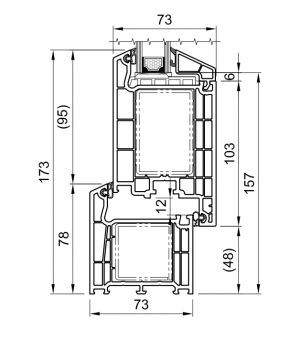 Cross-section of door 73 HP1230, HP1550