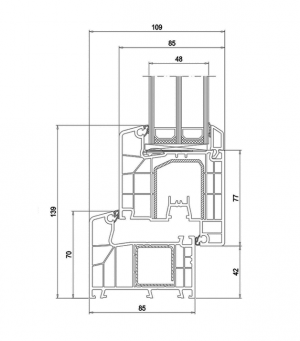 Cross-section of Aluplast Ideal 7000 AD - broad sash