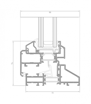 Sección tranvensal de la ventana STEEL LOOK 1000